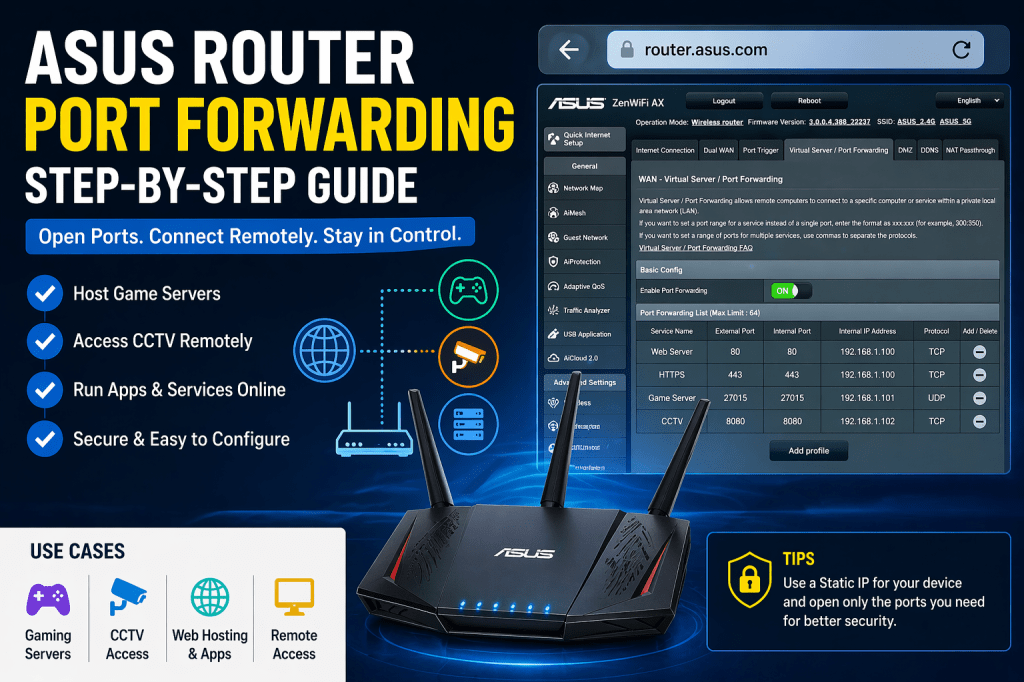 ASUS Router Port Forwarding Made Easy (2026 Step-by-Step&nbsp;Guide)
